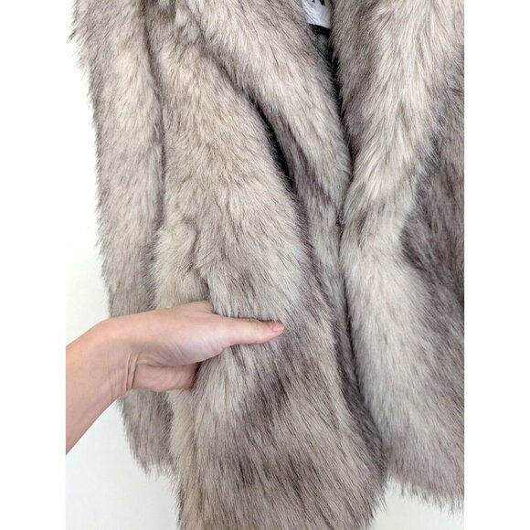 ZARA FAUX FUR COAT LAPEL COLLAR POCKETS ECRU brown Ombre  M 9941/870 - Picture 9 of 11